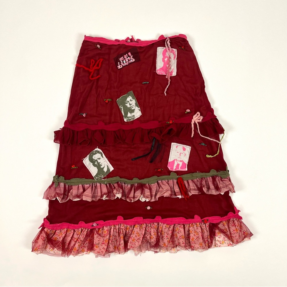 Vintage Red Midi A-Line Skirt